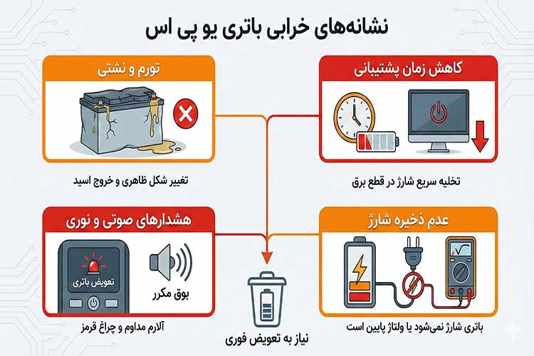 نشانههای خرابی باتری یو پی اس